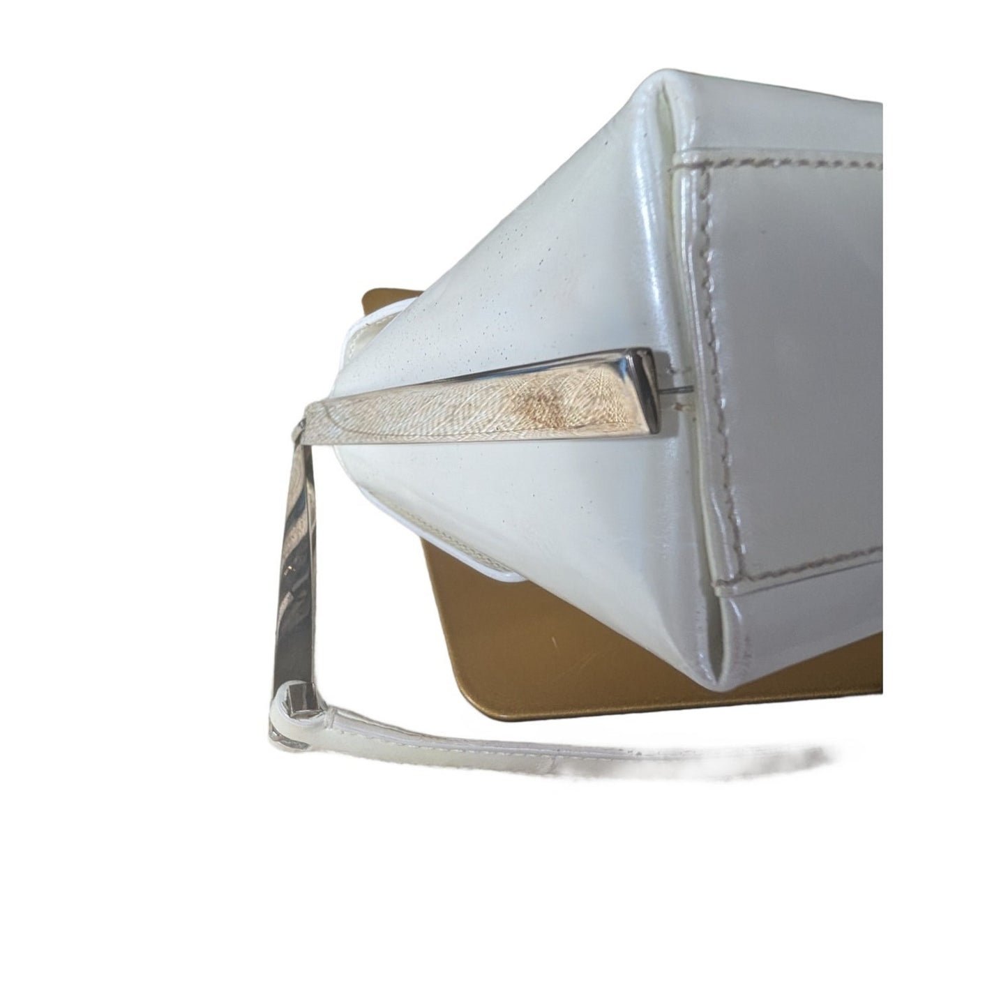 VTG Salvatore Ferragamo Pearl Patent Leather Evening Bag Silver Gancini Accents