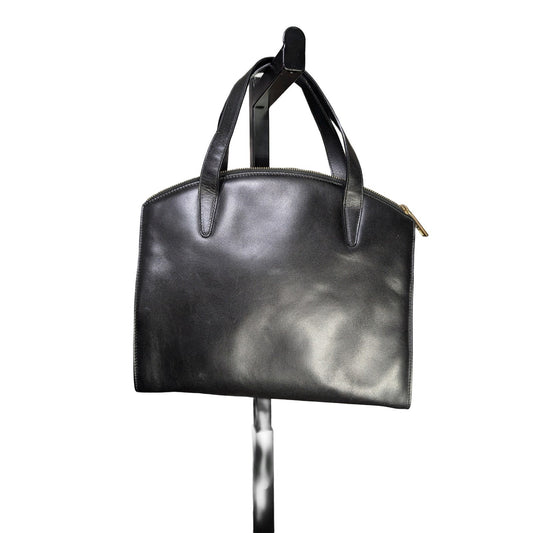 Authentic Vintage GUCCI Smooth Black Leather Dome Satchel Bag 000-2058