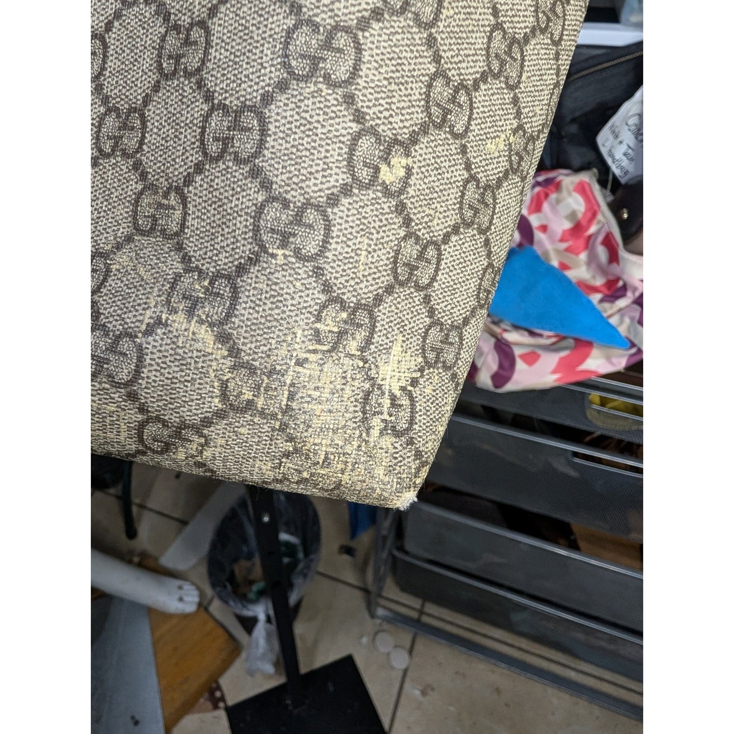 Gucci GG Supreme Tote Sherry Line Beige Coated Canvas VTG