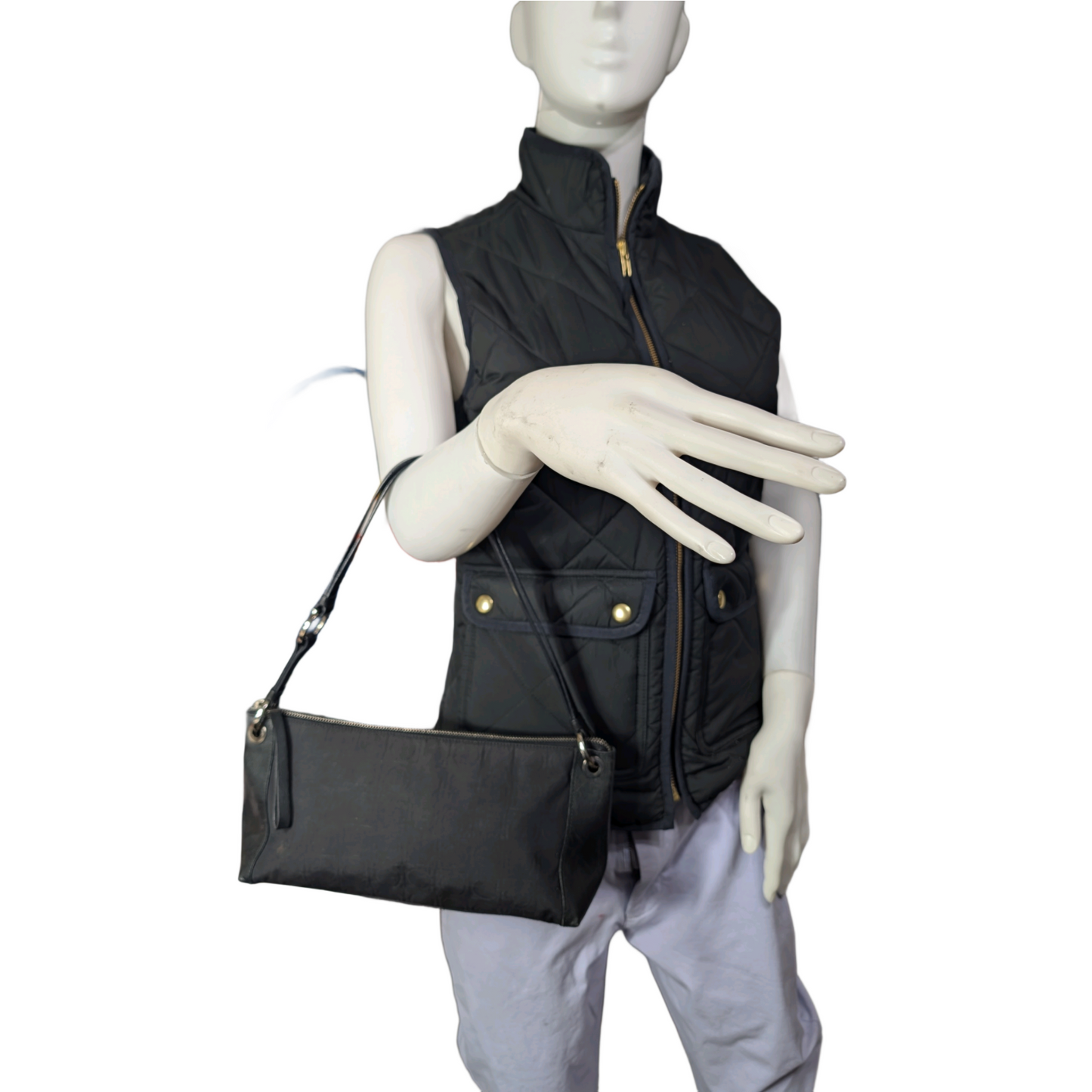 Salvatore Ferragamo Baguette Handbag Black Nylon/Leather