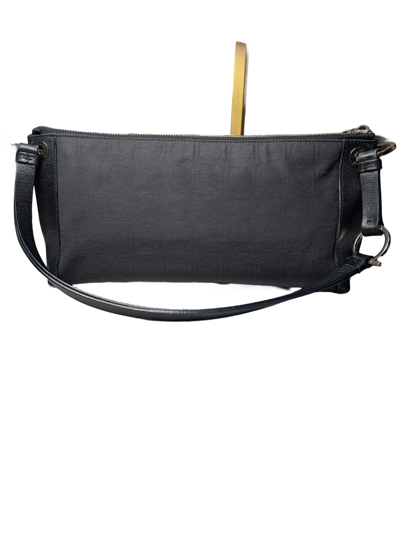 Salvatore Ferragamo Baguette Handbag Black Nylon/Leather